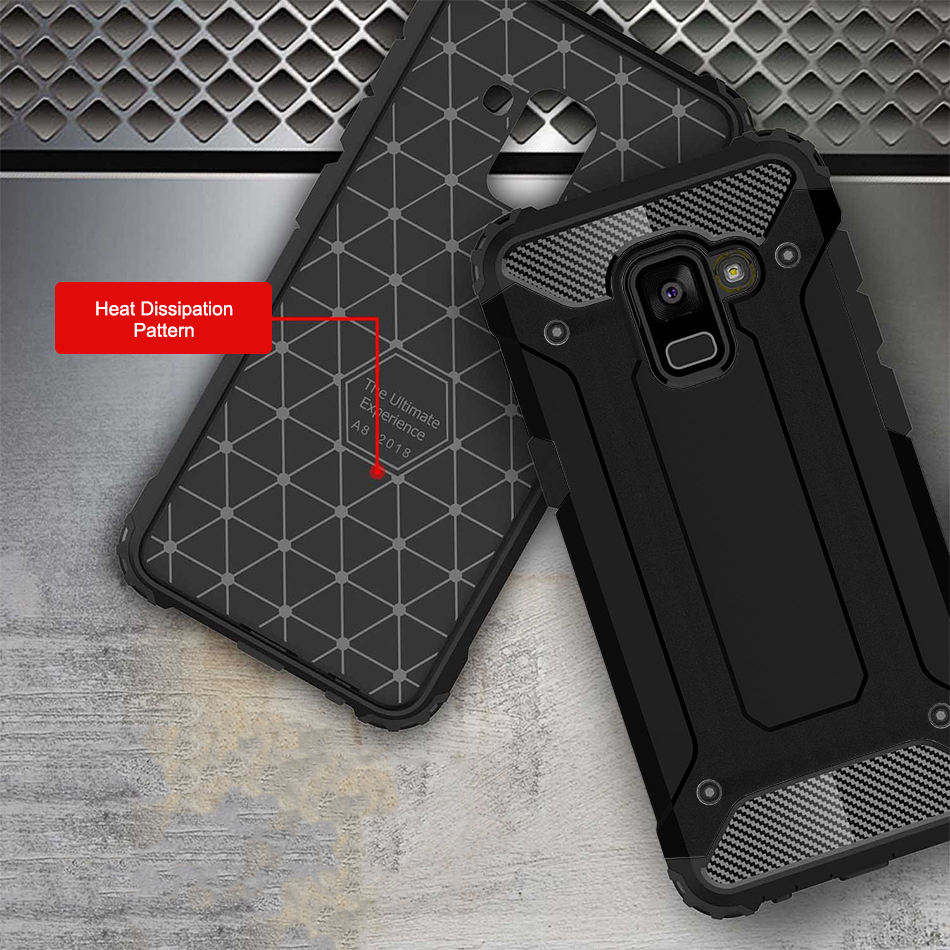 Black Military Defender Tough Case Samsung Galaxy A8 2018 6819